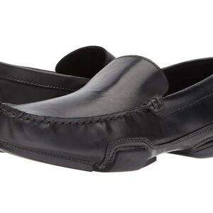 NWOT- Unlisted by Kenneth Cole Black Leather Slip-Ons